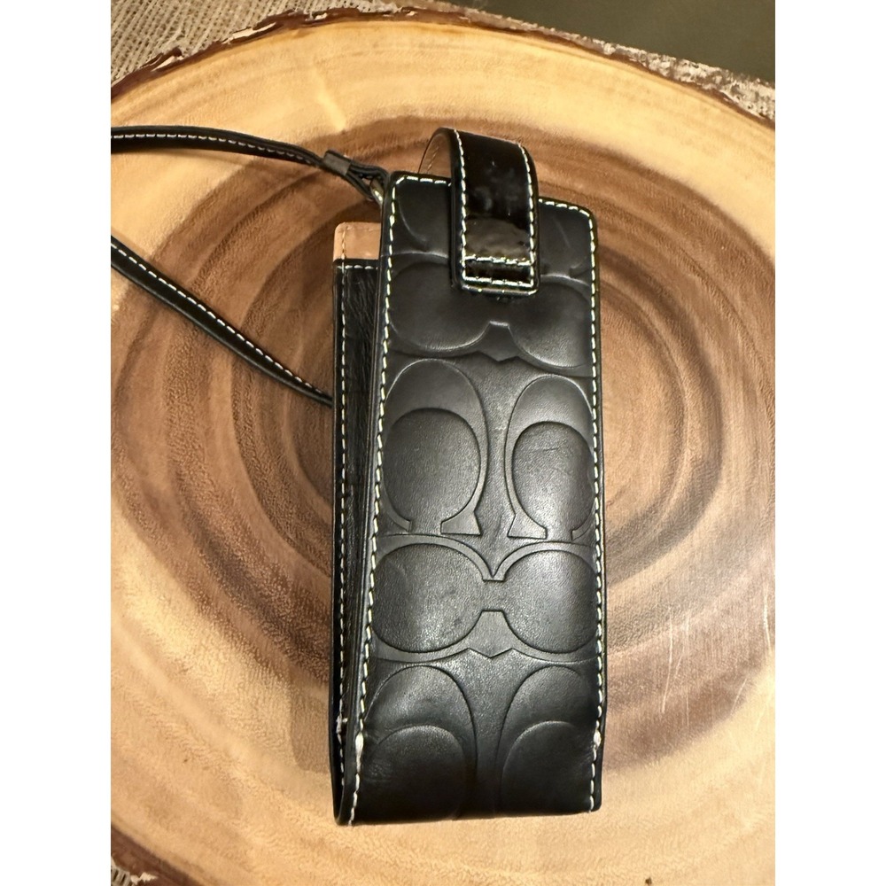Vintage Coach Y2K Logo Black Leather Embossed Wrislet Case Eyeglass Sunglasses - Picture 5 of 8